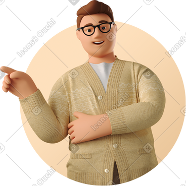 Guy pointing finger to the side PNG, SVG