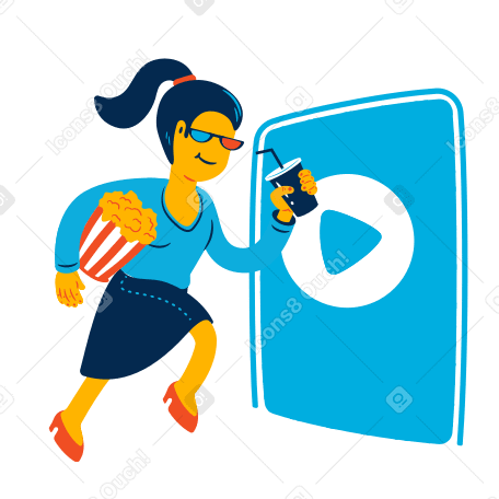 Woman goes to the cinema Illustration in PNG, SVG