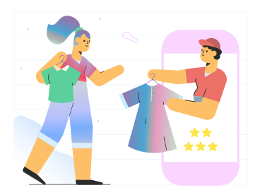 Mujer recibiendo ropa de una tienda en línea en un teléfono PNG, SVG