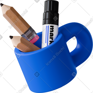 Cup with pencils and marker PNG, SVG