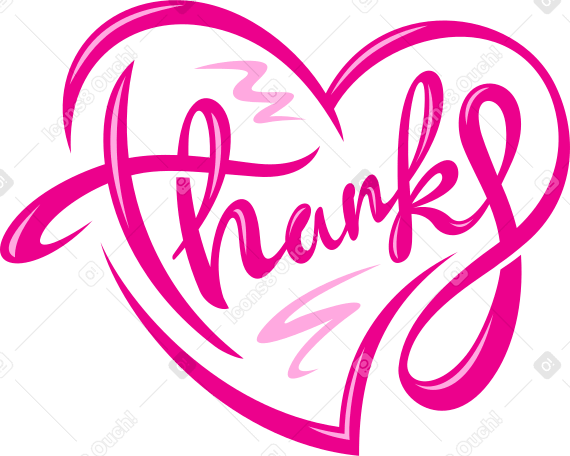 lettering thanks inside heart Illustration in PNG, SVG