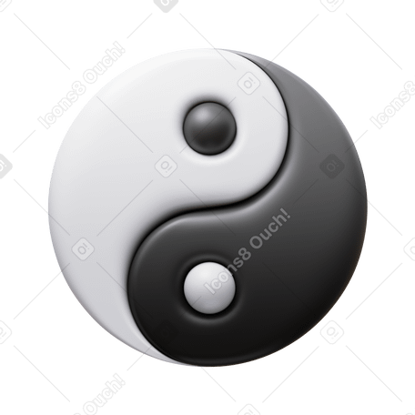 3D yin yang Illustration in PNG, SVG