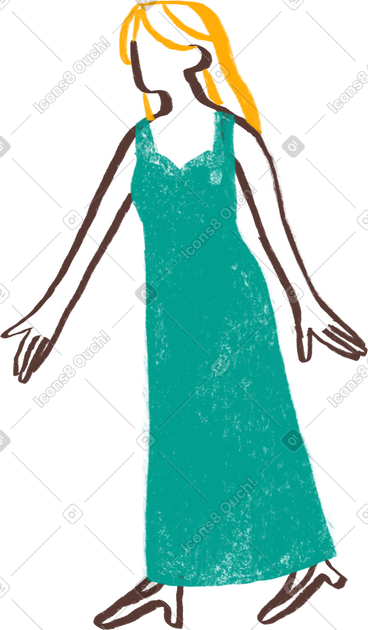 穿着裙子的金发女人伸出手 PNG, SVG