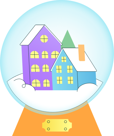 huge snow globe with houses PNG, SVG