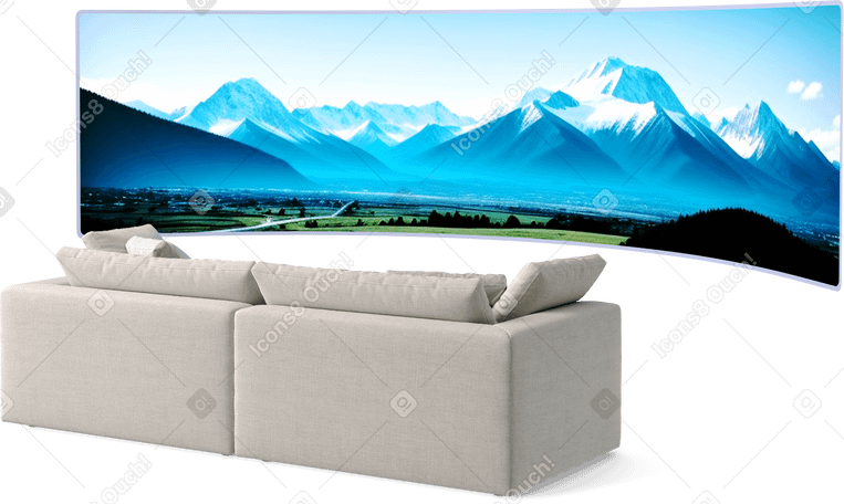 3D sofa and monitor PNG、SVG