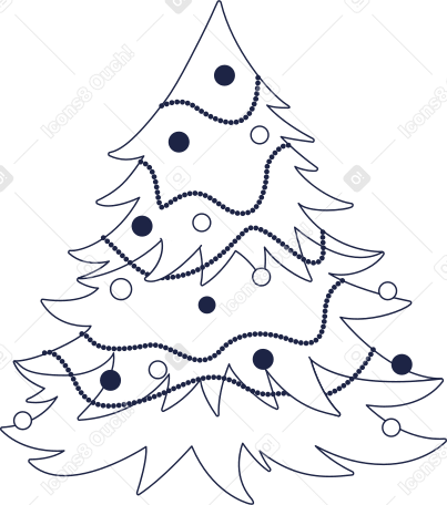 christmas tree line PNG, SVG