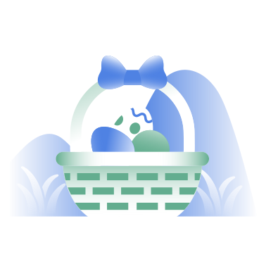 Wicker basket with easter eggs PNG, SVG
