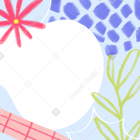 Abstract floral doodle background PNG, SVG