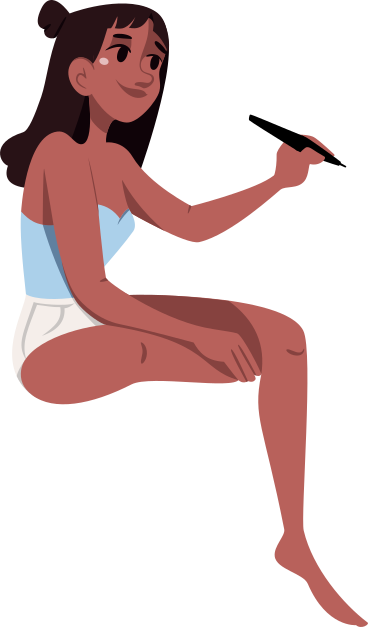 the girl sits with her foot tucked in PNG, SVG