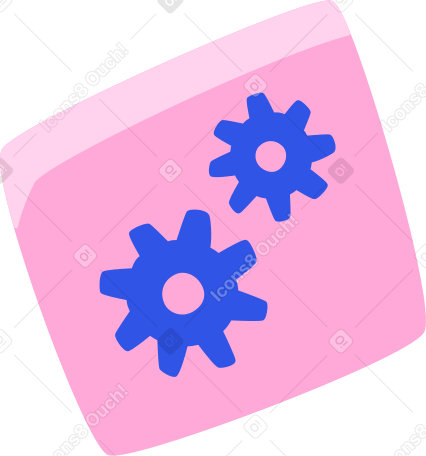 rosafarbenes quadrat mit blauen zahnrädern PNG, SVG