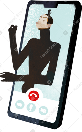 Телефон с продолжающимся видеозвонком с мужчиной в PNG, SVG