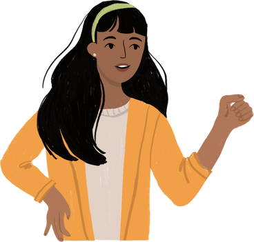 girl speaking with her hand up PNG, SVG