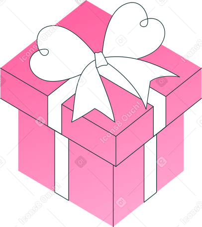 pink gift box with a bow Illustration in PNG, SVG
