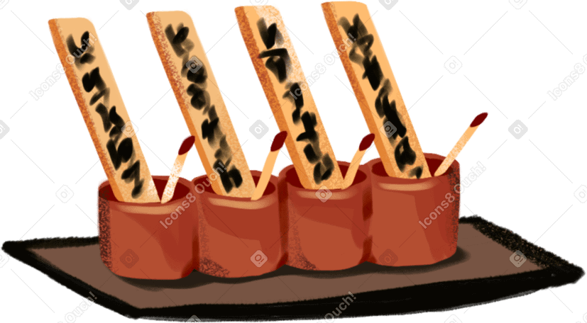 serving bowls on the tray Illustration in PNG, SVG