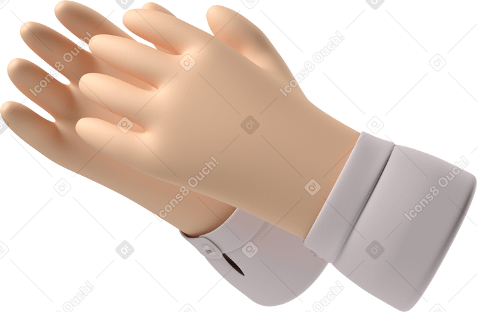 3D Clapping pale skin hands Illustration in PNG, SVG