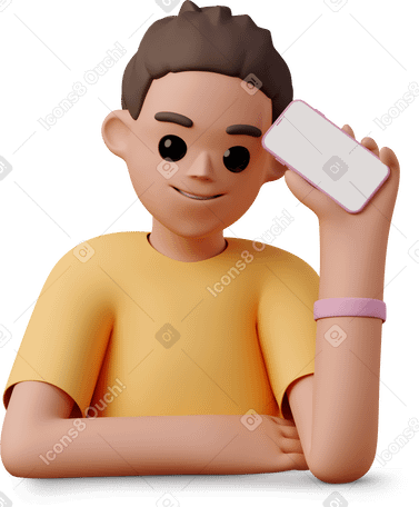 3D young woman showing screen of phone PNG, SVG