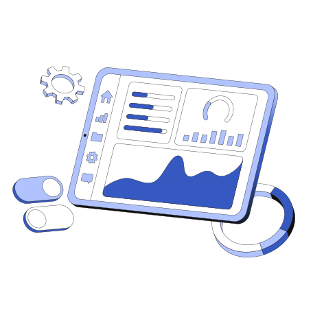 Data dashboard with charts and graphs animated illustration in GIF, Lottie (JSON), AE