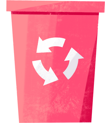pink trash bin with recycling icon PNG, SVG