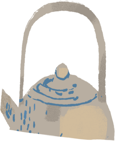 ceramic kettle with a long handle Illustration in PNG, SVG