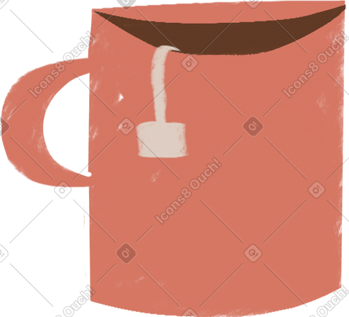 pink cup with tea PNG, SVG