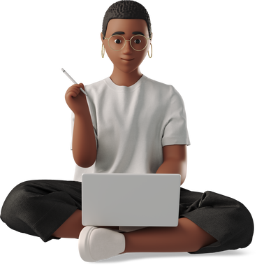 young woman working online PNG, SVG