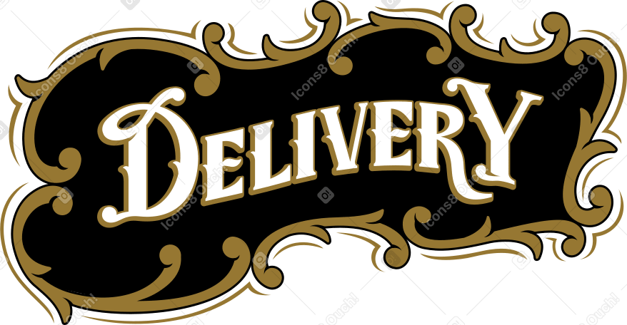 Illustration lettering delivery old style aux formats PNG, SVG