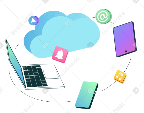 Система облачных вычислений и интернет вещей в PNG, SVG