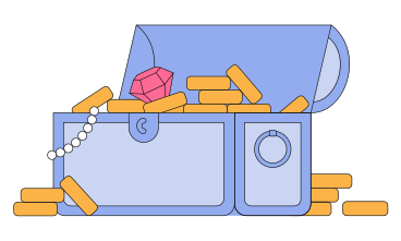 Opened chest with treasures PNG, SVG