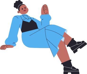 Donna in abito lungo blu seduto con le gambe incrociate PNG, SVG