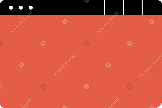 red browser with three tabs Illustration in PNG, SVG