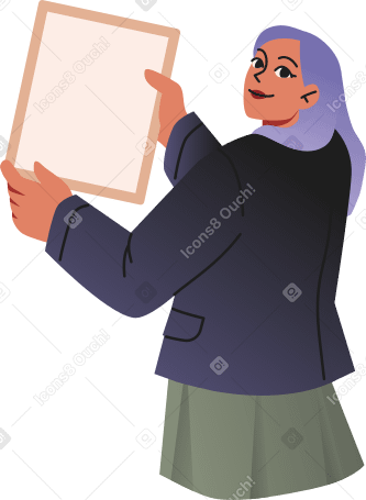 종이를 들고 있는 여학생 PNG, SVG