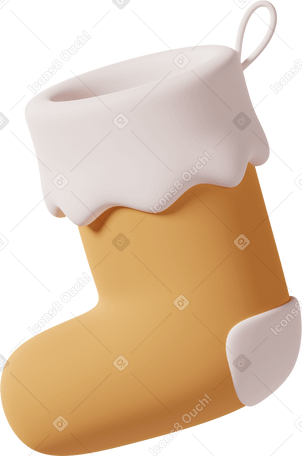 3D Yellow Christmas stocking Illustration in PNG, SVG