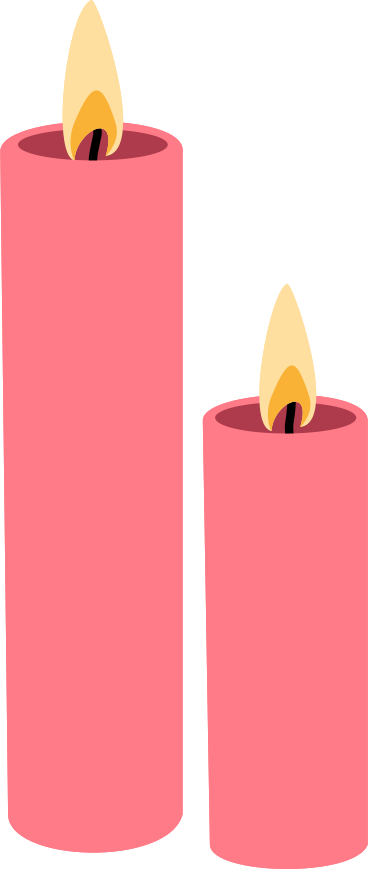 two pink burning candles PNG, SVG