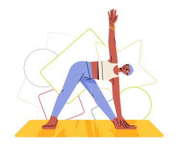 Девушка занимается йогой в позе треугольника в PNG, SVG