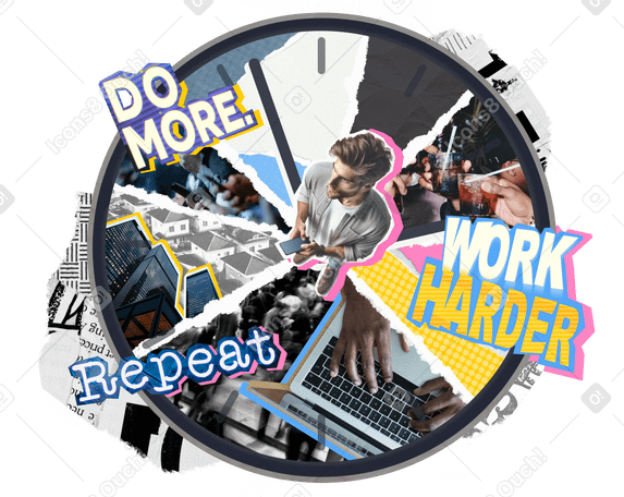 Struggling with time management and work-life balance PNG, SVG