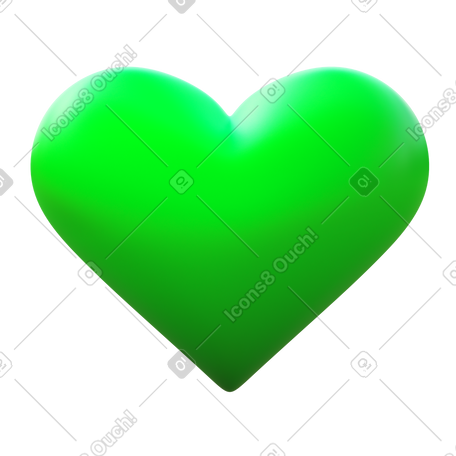 3D green heart  PNG, SVG