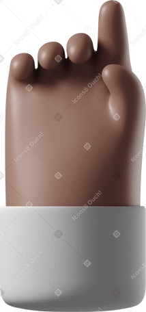 3D Brown skin hand in white shirt pointing up Illustration in PNG, SVG
