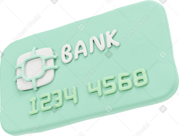 3D Светло-зеленая банковская карта в воздухе в PNG, SVG