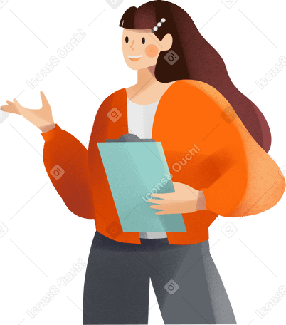 young woman with tablet Illustration in PNG, SVG