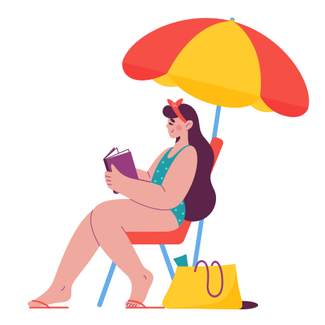 Girl resting on a chaise lounge Illustration in PNG, SVG