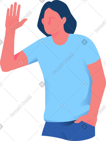 男人挥手打招呼 PNG, SVG