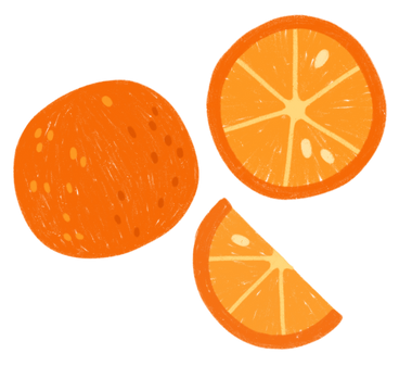 Апельсин, половина апельсина и долька апельсина в PNG, SVG