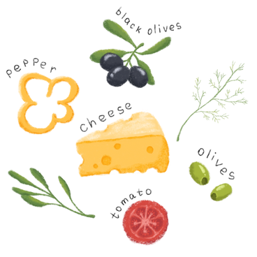 Various ingredients for an italian dish  PNG, SVG