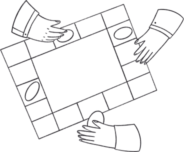 three hands and a board game PNG, SVG