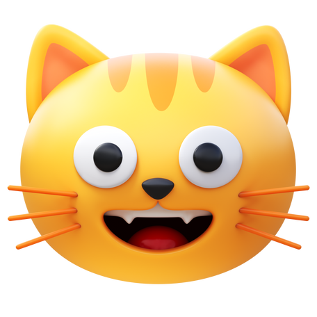 3D grinning cat PNG, SVG