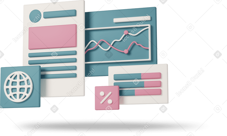 3D statistics graphs and finance charts PNG, SVG