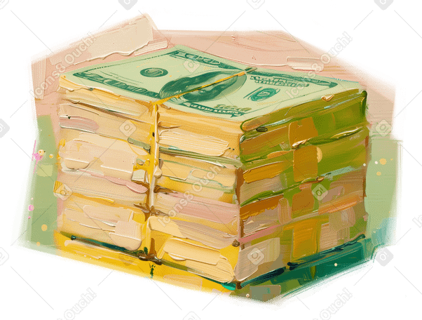Картина маслом стопка денег в PNG, SVG