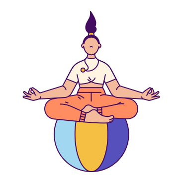 Frau, die auf einem ball meditiert animierte Grafik in GIF, Lottie (JSON), AE