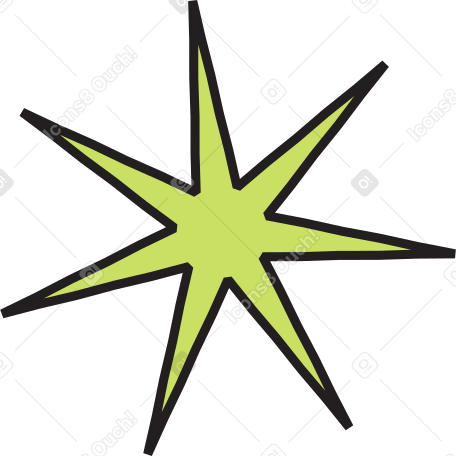 green seven-pointed star PNG, SVG