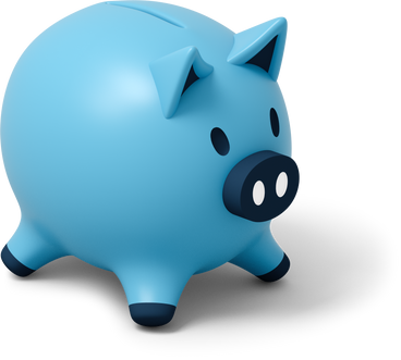 Right side view of blue piggy bank PNG, SVG